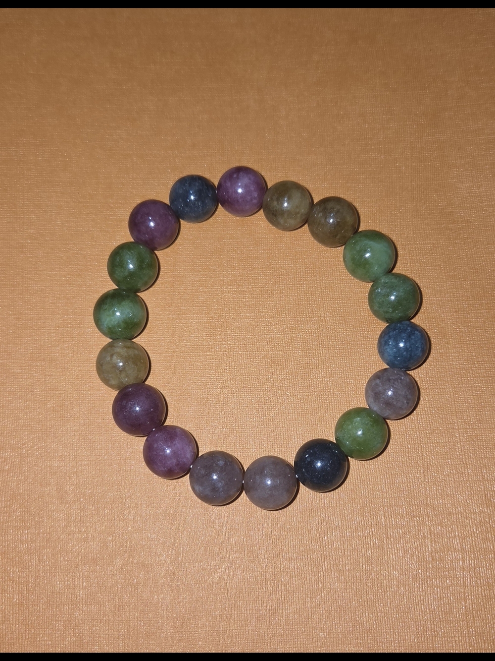 Natural Multicolor Tourmaline Stretch Beaded Bracelet Rainbow Gemstone Bracelet
